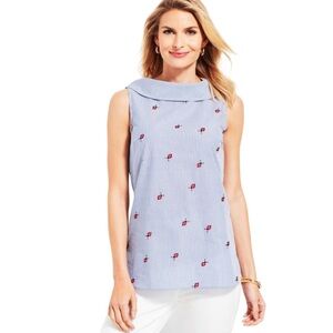 TALBOTS LADYBUG STRIPE SLEEVELESS TOP
